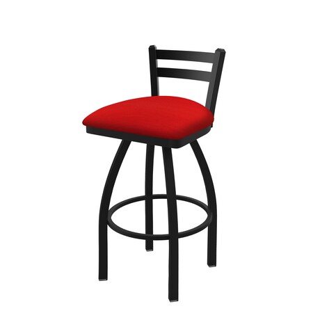 Holland Bar Stool Co 30" Low Back Swivel Bar Stool, Black Wrinkle, Canter Red Seat 41130BW011